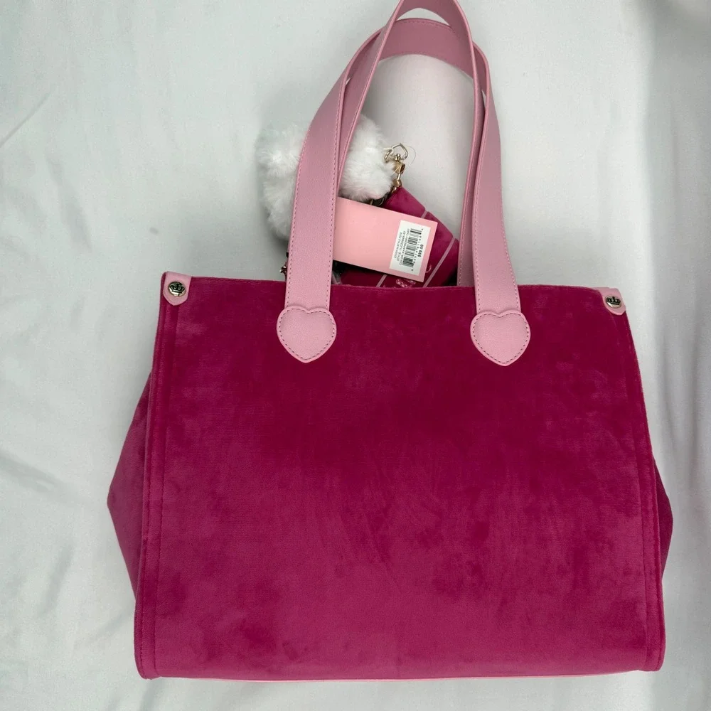 Juicy Couture Study In Style Tote Raspberry Tart Velour Bag Queen Pink NWT